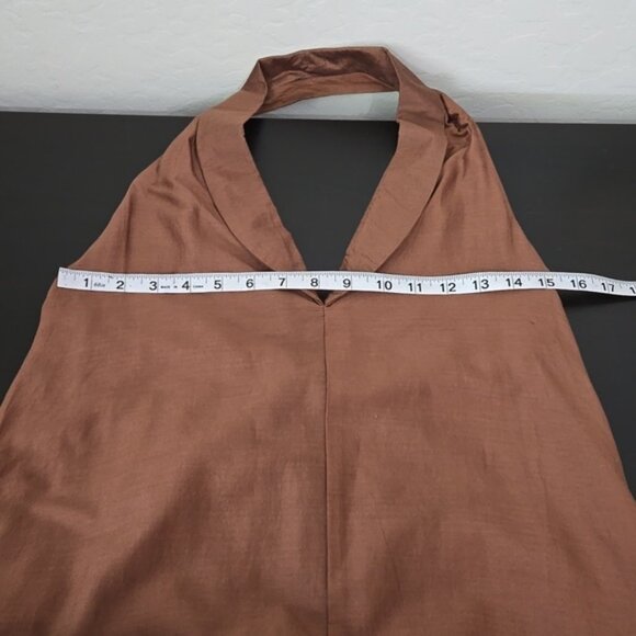 Nikita Mhaisaikar Brown Dress Elegant Brown Halter Maxi Dress Size 8 - Picture 12 of 14